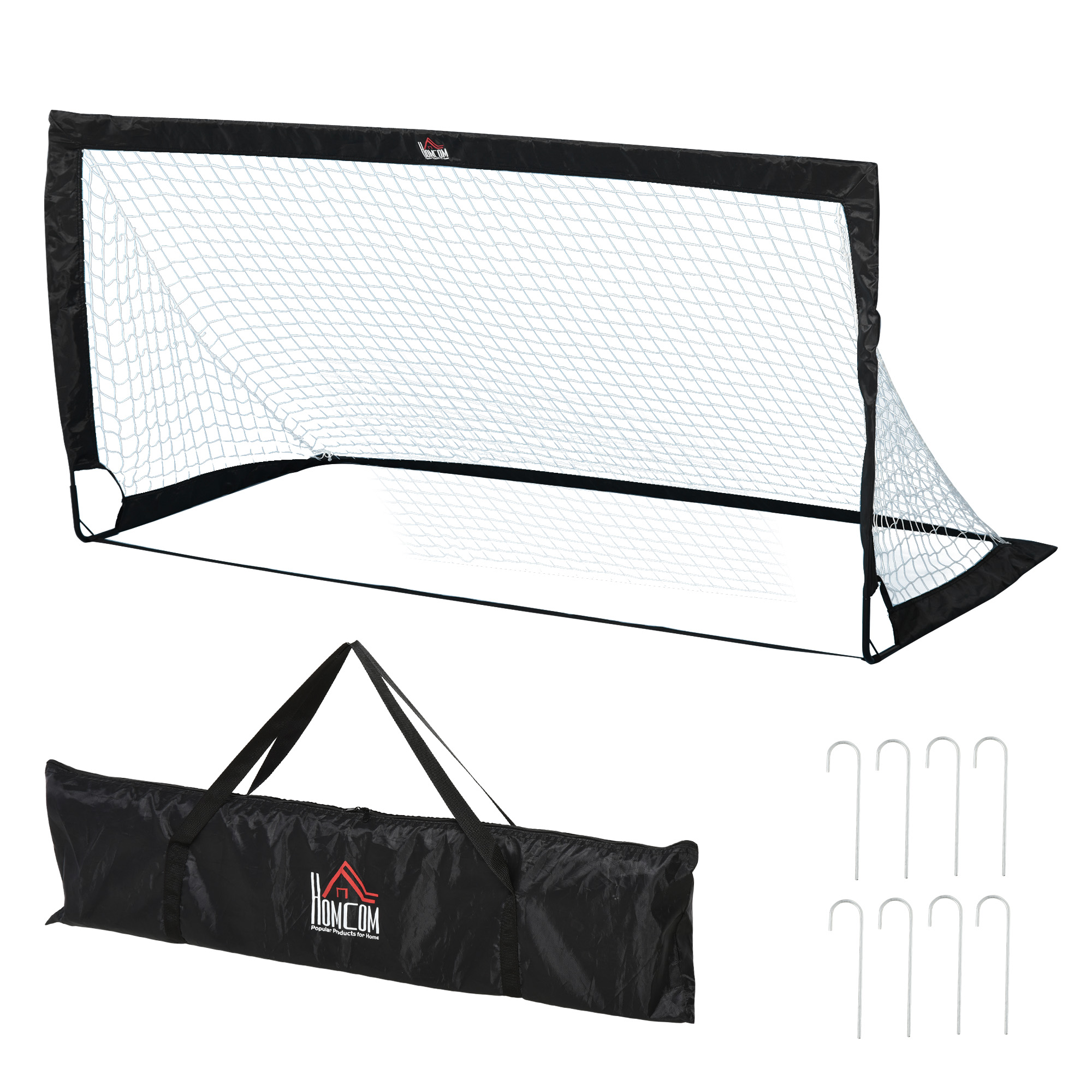 Fußballtor 2er Set faltbar 183 x 90 x 90 cm Fussballtor mit Tragetasche wetterfest Outdoor Fußball Tore für Erwachsene Fußballtore für Garten Training Freizeit Schwarz