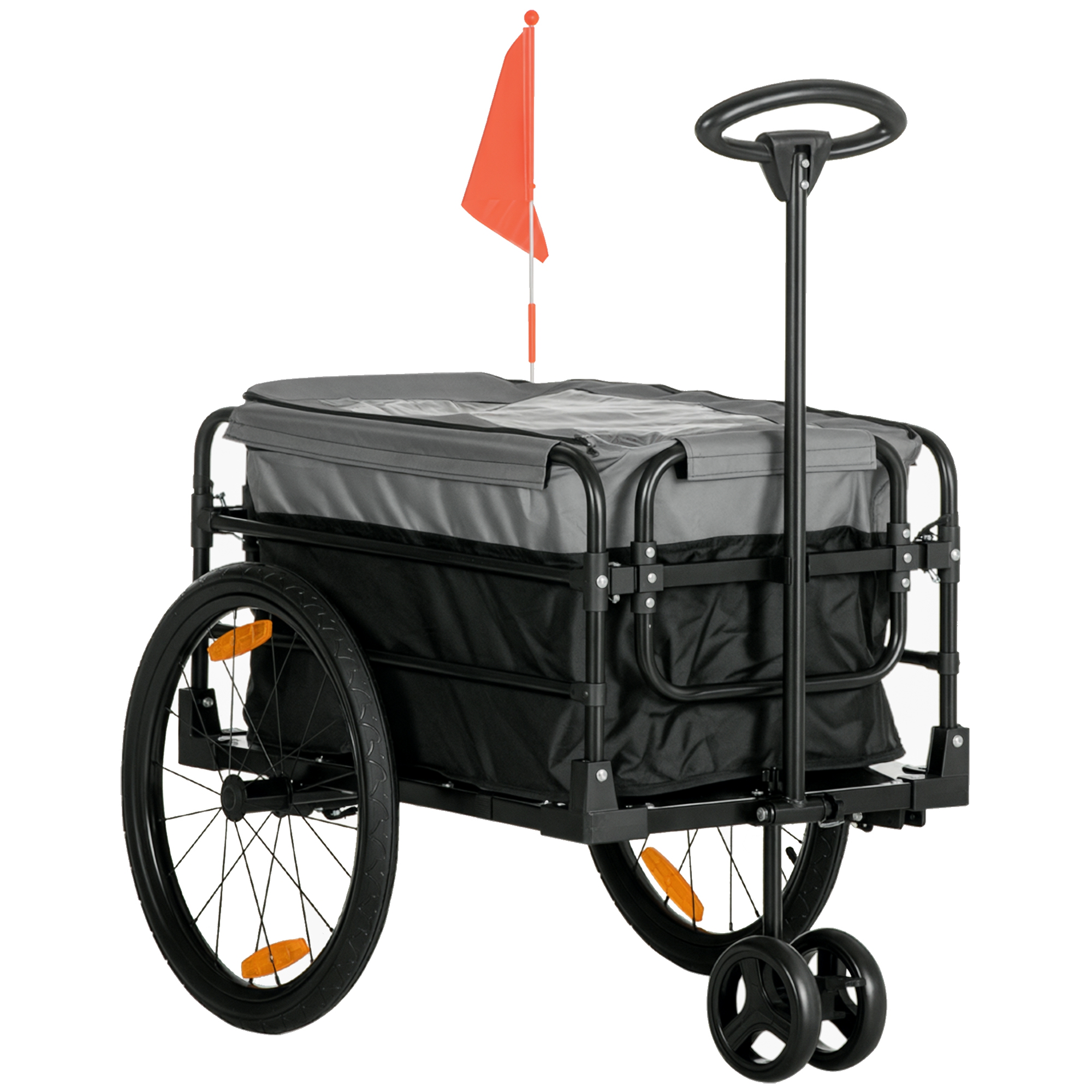 Lastenanhänger Bollerwagen 130 x 64 x 103 cm Stahl Schwarz+Grau