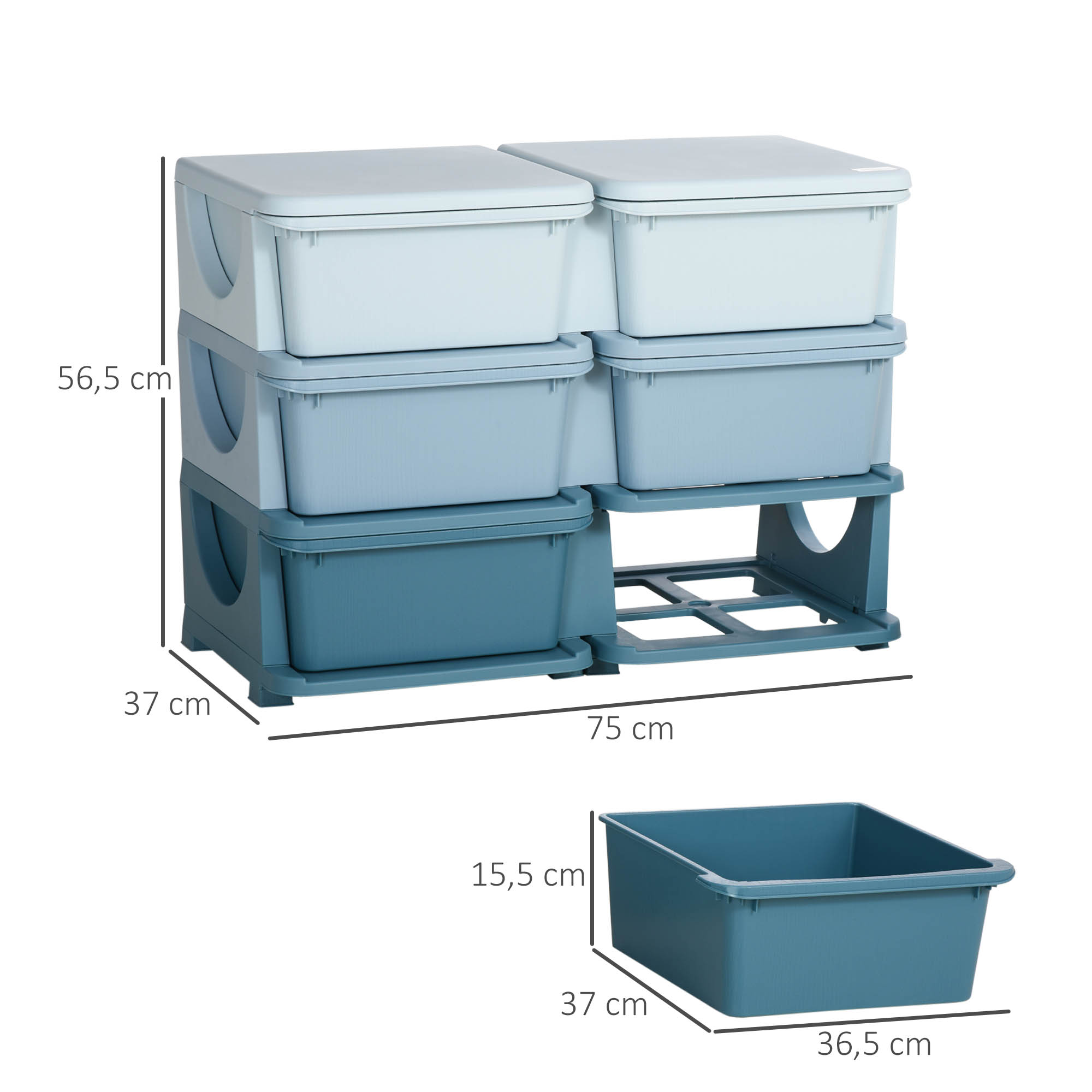 Aufbewahrungsbox für Kinder, Kinder-Aufbewahrungsbox, 3 Schubladen, Blau