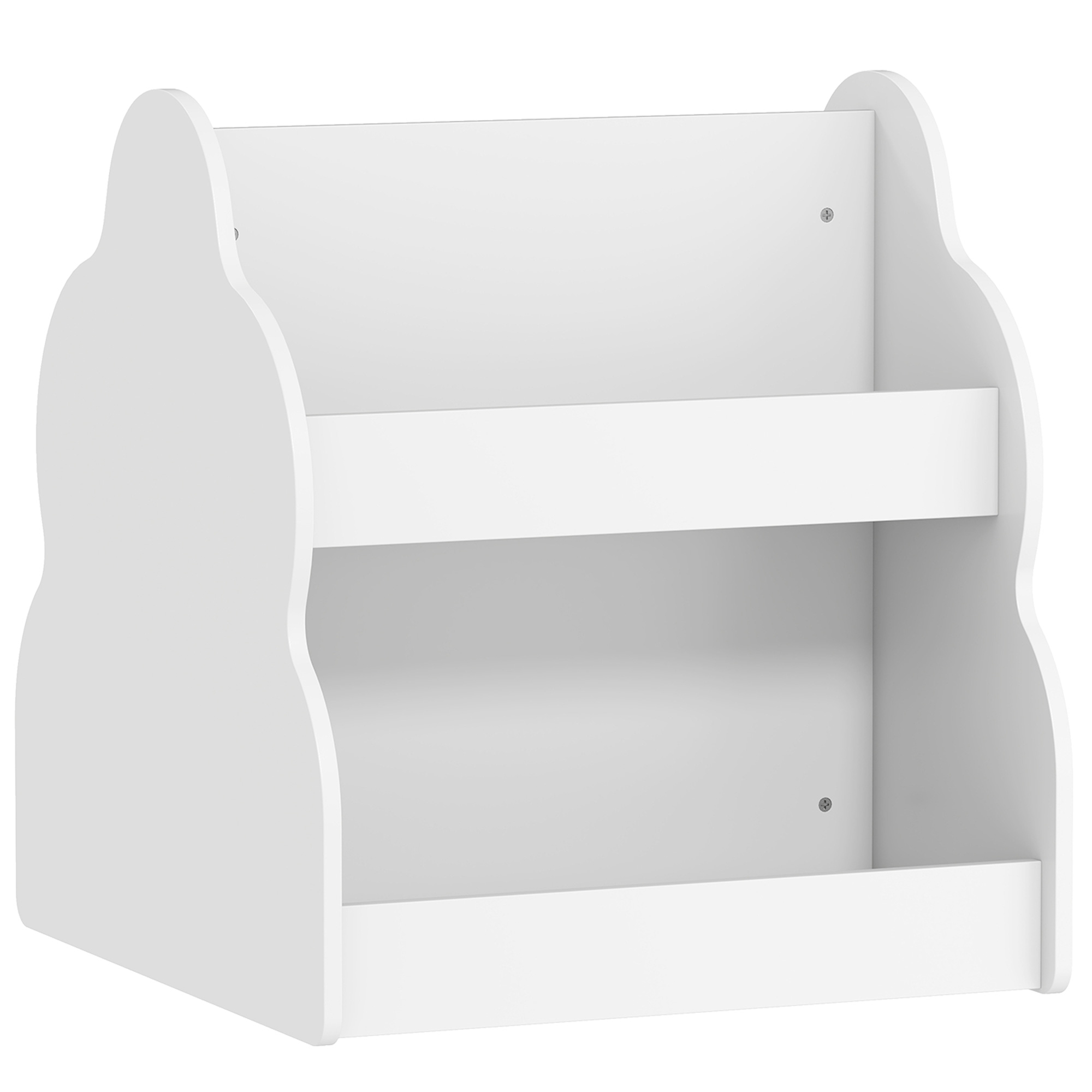 Kinderregal, 2-stöckiges Kinder-Bücherregal mit Rädern, 4 Regalen, für Kinderzimmer, Spielzimmer, 54x50x56 cm, Weiß Kinderregal, 2-stöckiges Kinder-Bücherregal mit Rädern, 4 Regalen, für Kinderzimmer, Spielzimmer, 54x50x56 cm, Weiß