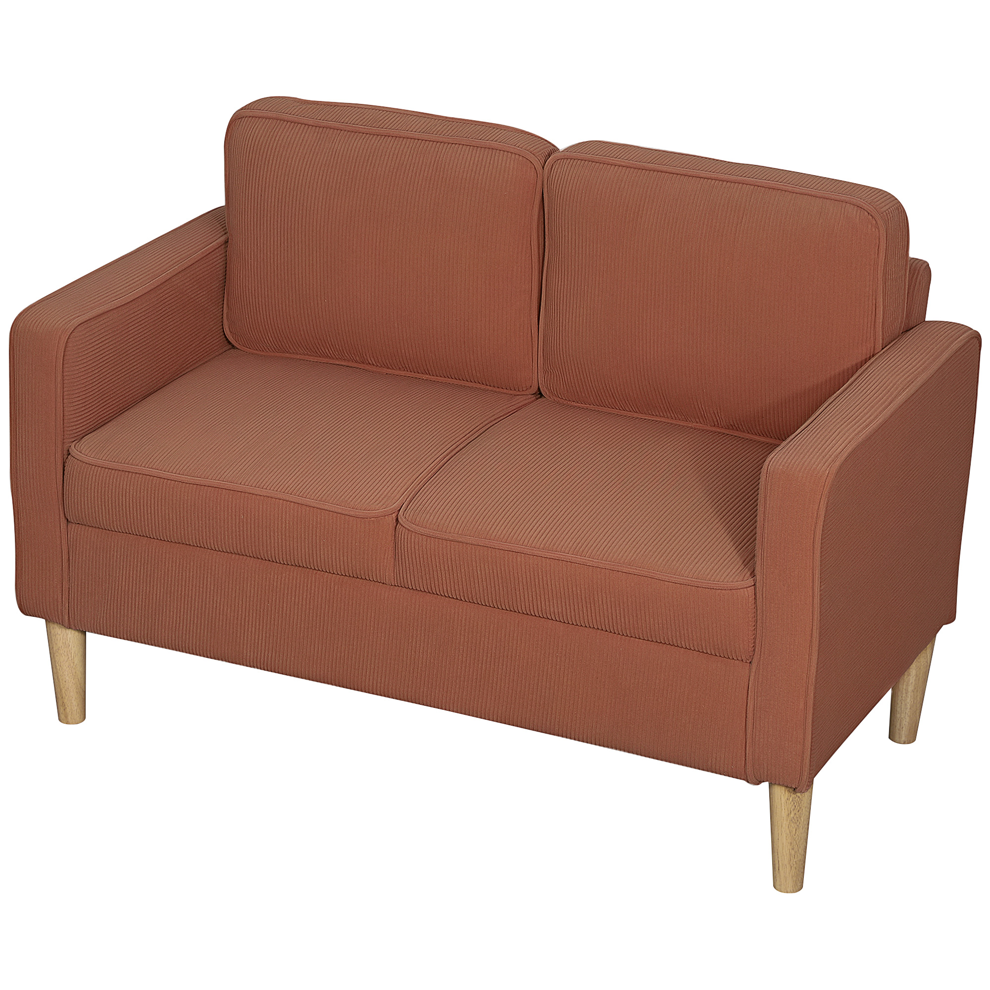 Zweisitzer-Sofa mit Stauraum und soliden Holzbeinen, für Wohnzimmer, Schlafzimmer, 117 x 63 x 79 cm, Orange