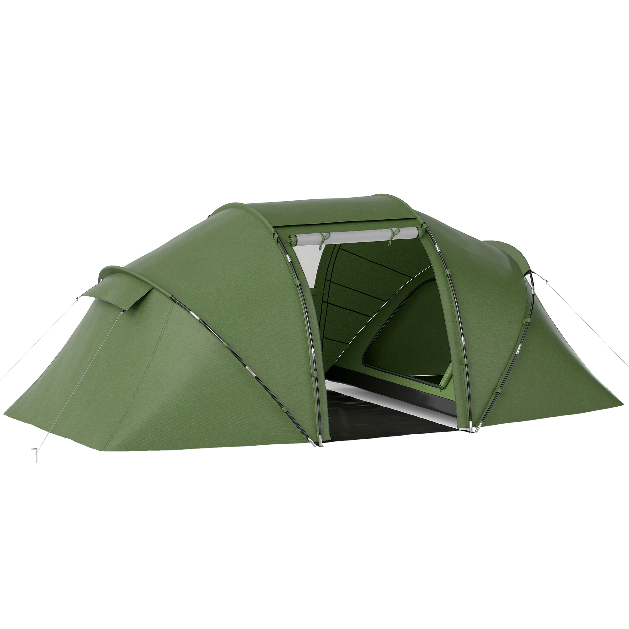 Tunnelzelt für 4-6 Personen, Campingzelt mit Tür, Bodenplane, 2000mm wasserdicht Grün