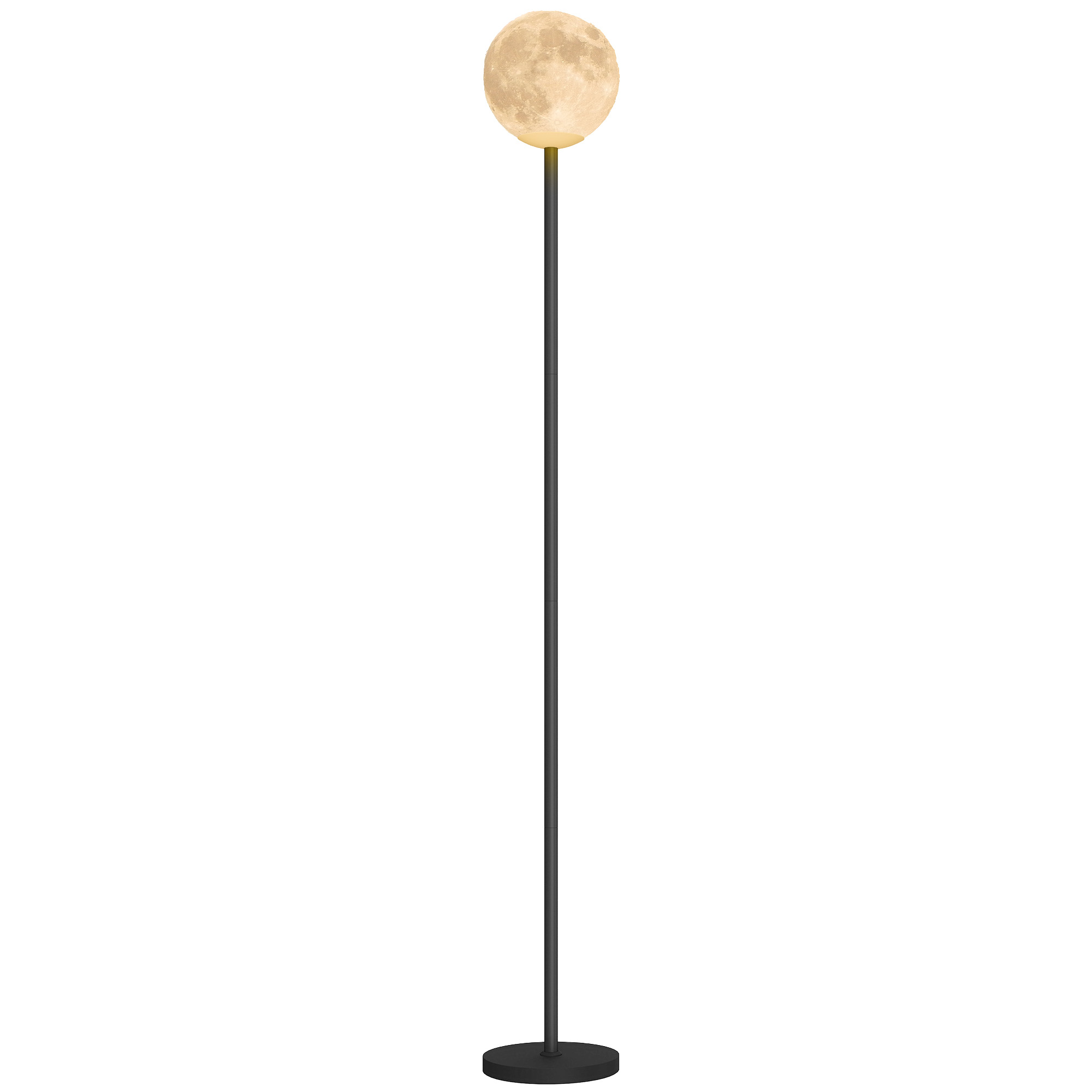 Stehlampe mit Schirm in Mondoptik, Fußschalter, 3 Farbtemperaturen, Metall, Schwarz