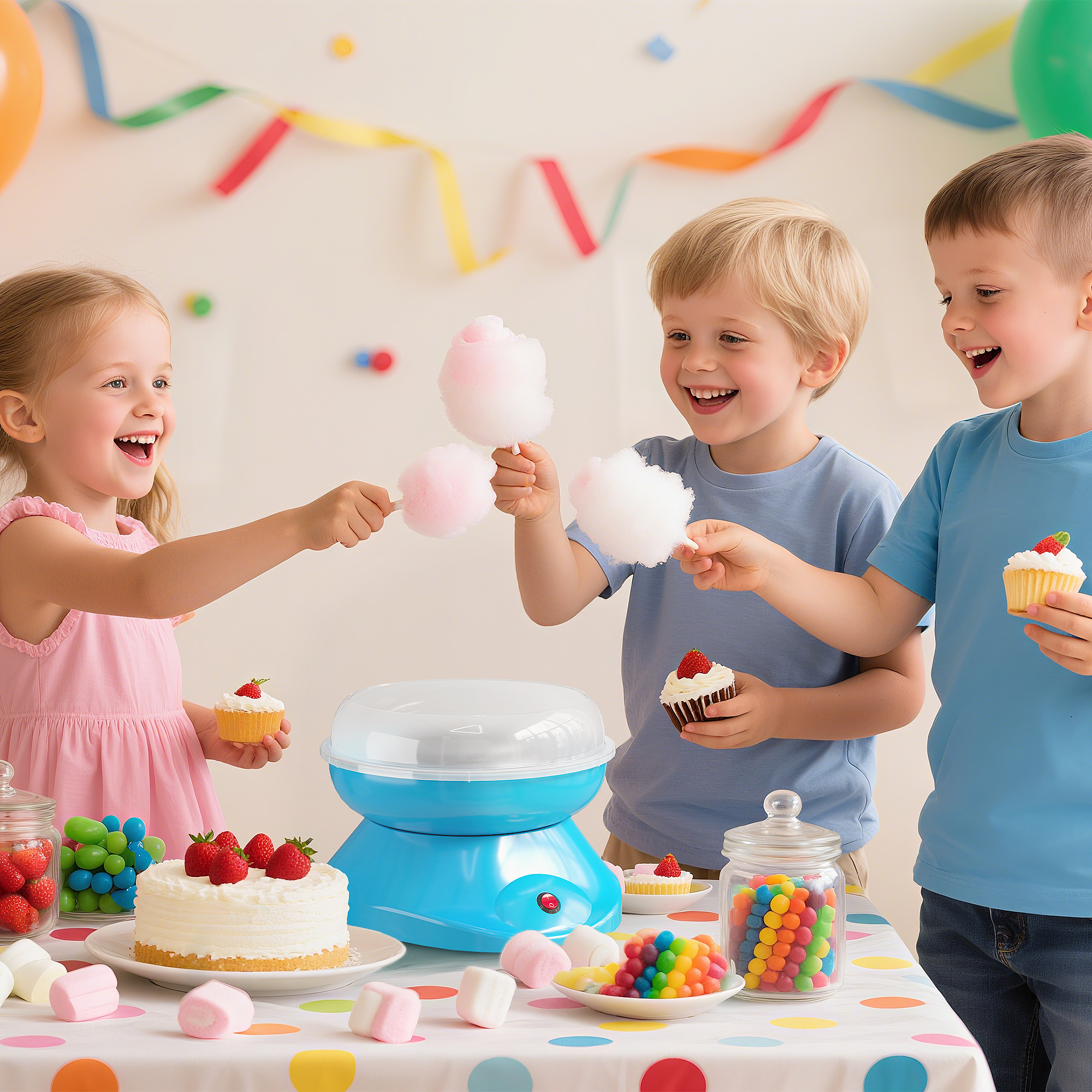 Zuckerwattemaschine für Zuhause Cotton Candy Machine 550W für Kinderfest, Geburtstag, Party