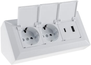 2-fach Steckdosenblock, USB-A+C, weiß
