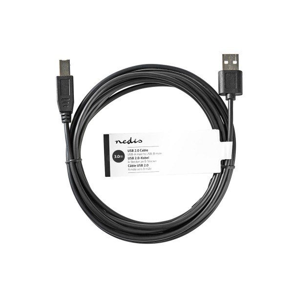 USB-Kabel | USB 2.0 | USB-A Stecker | USB-B Stecker | 3.00 m | schwarz