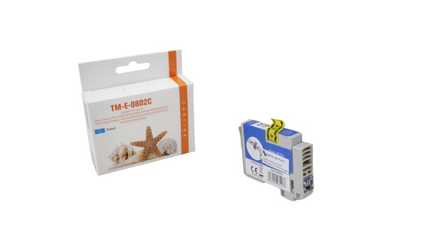 Epson C 13 T 08024011 / T080240 kompatibel, Tintenpatrone cyan, JetTec