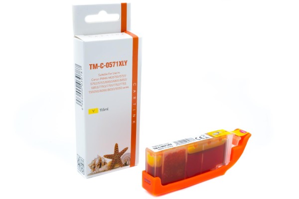 Canon 0388 C 001 / CLI571Y kompatibel, Tintenpatrone m. Chip gelb, JetTec