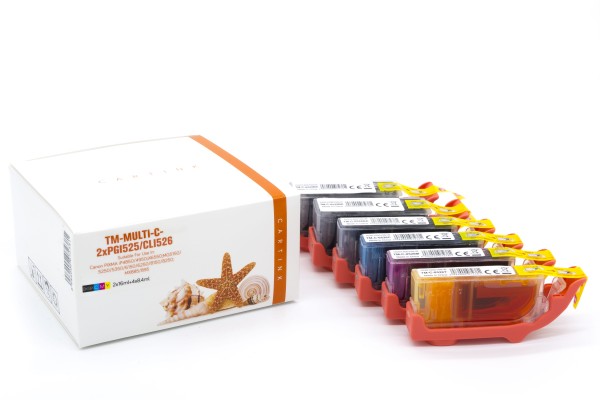 Multipack PGI525/CLI526 alternativ Tinte Canon / PGI525BK2x19,4ml/CLI526BK,C,M,Y9ml