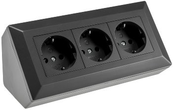 3-fach Steckdosenblock, schwarz - 250V~/ 16A, Aufbaumontage