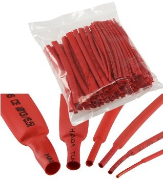 Schrumpfschlauch-Sortiment, 100-teilig - in Sortimentstüte, rot