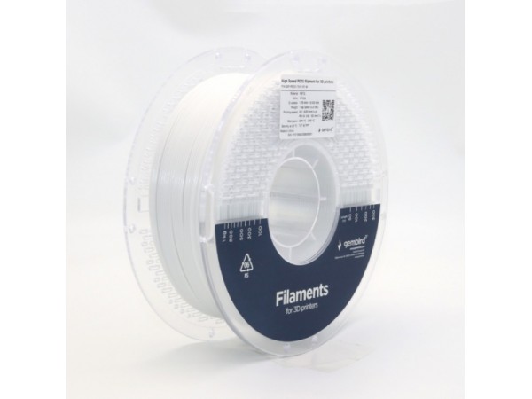 Gembird 3D Drucker PETG Filament 1.75mm Weiß- 3DP-PETG1.75HY-01-W