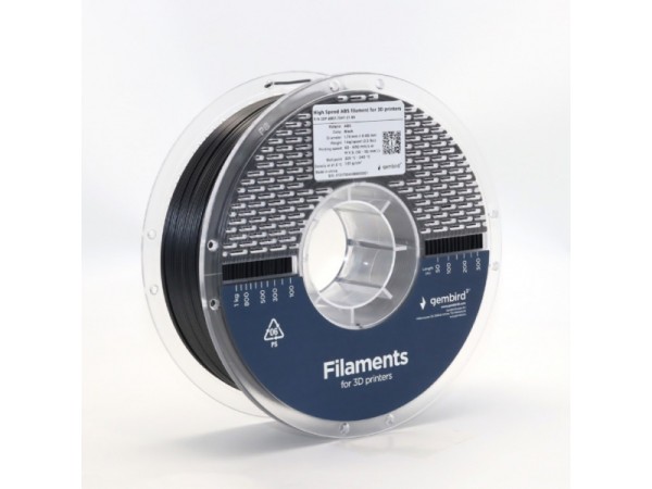 Gembird High Speed ABS Filament 1.75mm 1kg Schwarz - 3DP-ABS1.75HY-01-BK