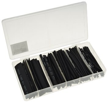Schrumpfschlauch-Sortiment, 100-teilig - in praktischer Box, schwarz