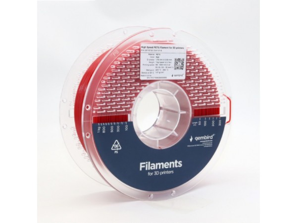 Gembird 3D Drucker PETG Filament 1.75mm Rot - 3DP-PETG1.75HY-01-R