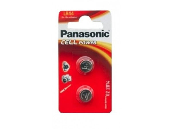 Panasonic Batterie Alkaline LR44 V13GA, 1.5V Blister (2-Pack) LR-44EL/2B
