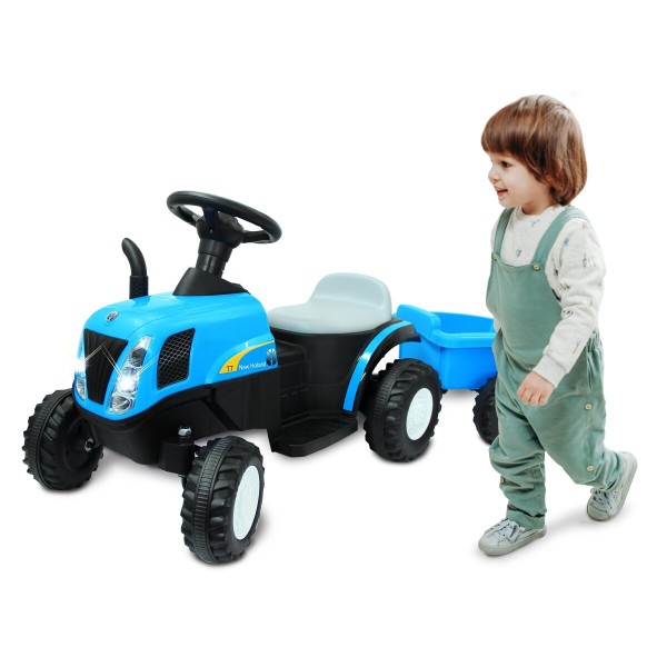 Ride-on Traktor New Holland mit Anhänger blau 6V