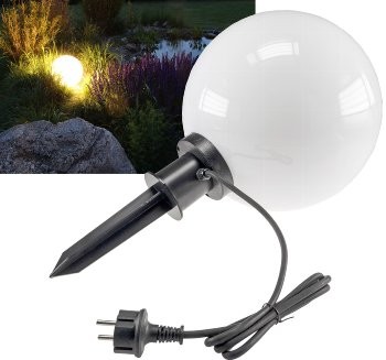 Garten Kugelleuchte Erdspieß "CT-GL30cm" - IP44, 230V, 1,5m Kabel, E27 Fassung
