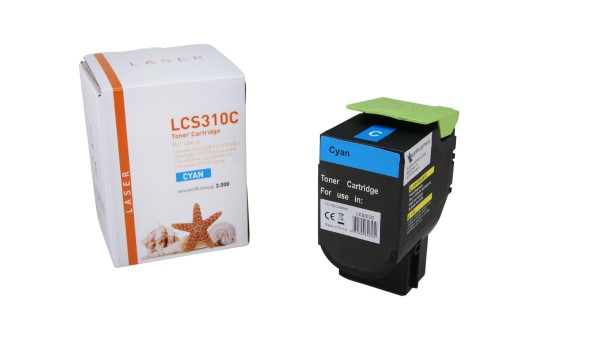 Lexmark 70C2HC0 / CS310C kompatibel, Tonerkartusche cyan, 3.000 Seiten