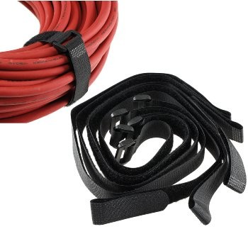 Klettband mit Öse, 5er Pack - 50x2cm, schwarz