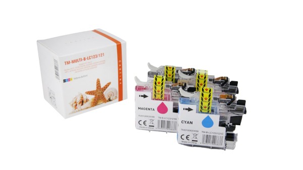 Brother LC-121 VAL BP / LC123/121 kompatibel, Multipack mehrfarbig, bk = 14,6 / c,m,y = 10ml