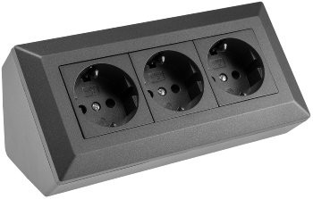 3-fach Steckdosenblock, anthrazit - 250V~/ 16A, Aufbaumontage