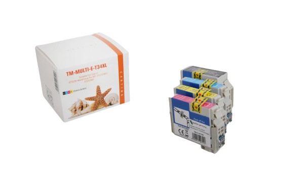 Epson C 13 T 34764010 / MULTIT34XL kompatibel, Multipack mehrfarbig, bk=23,4 / c,m,y=14ml