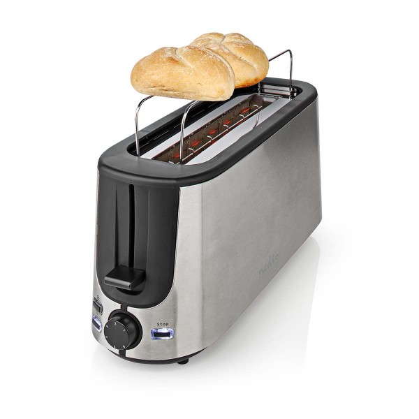 Toaster | Edelstahl Serie | 1 Steckplätz | Bräunungsstufen: 6 | Auftaufunktion | Brötchenaufsatz | A