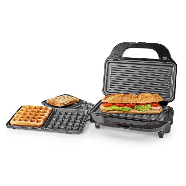 Multi-Grill | Grill / Sandwich / Waffle | 900 W | 28 x 15 cm | Automatischer Temperaturkontrolle | E