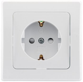 DELPHI Schutzkontakt-Steckdose, UP, weiß - 250V~/ 16A, inkl. Rahmen, Steckanschluss