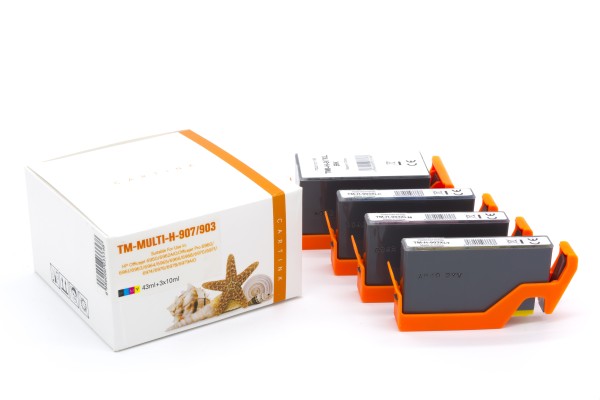 Multipack 907/903 alternativ Tinte HP / T6M19AE /T6M03/07/11AE / BK43ml / C,M,Y10ml